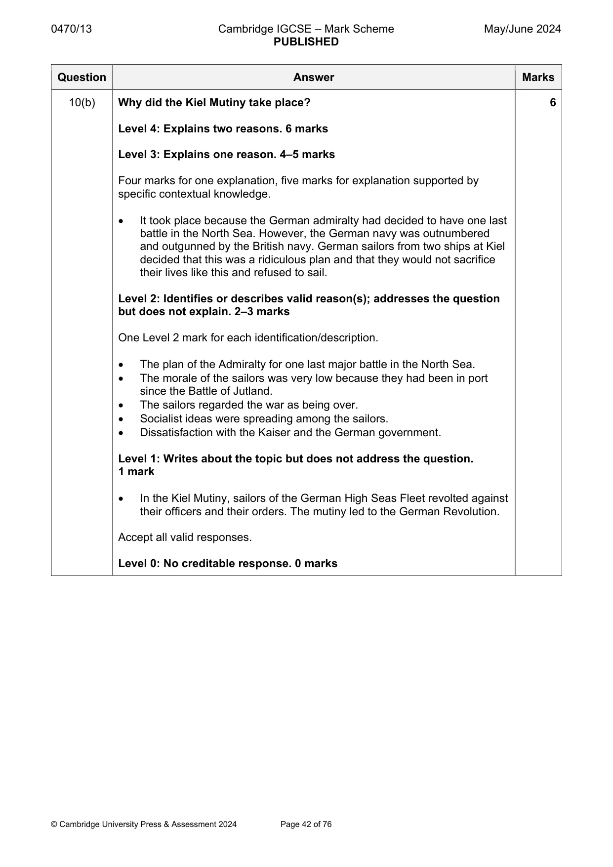 Mark scheme, page 42 of 76