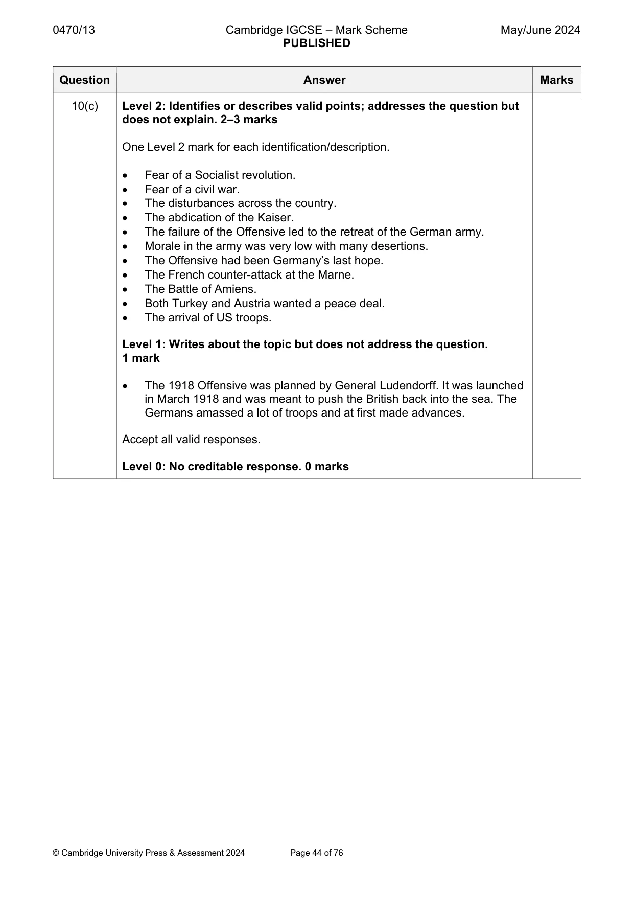 Mark scheme, page 44 of 76