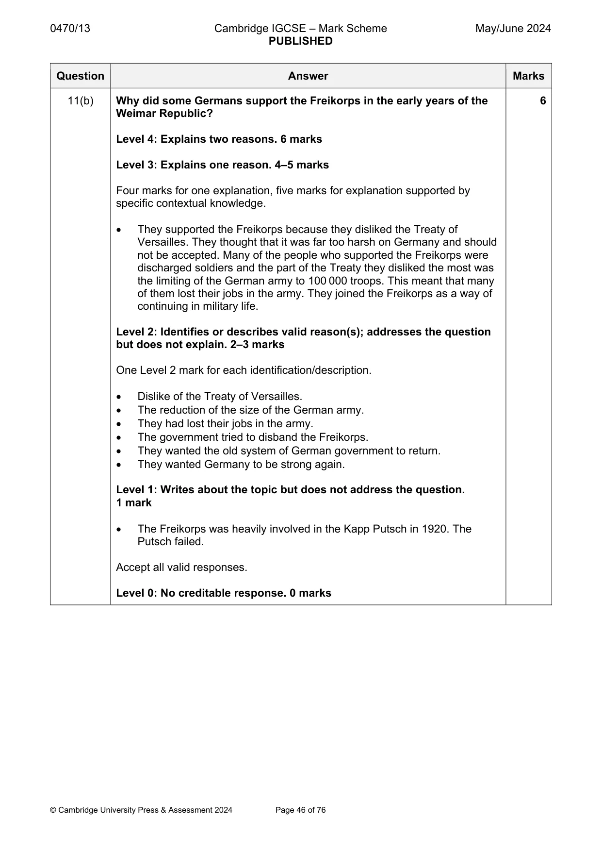 Mark scheme, page 46 of 76