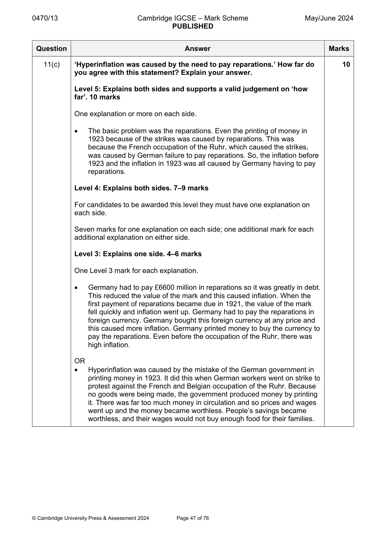 Mark scheme, page 47 of 76