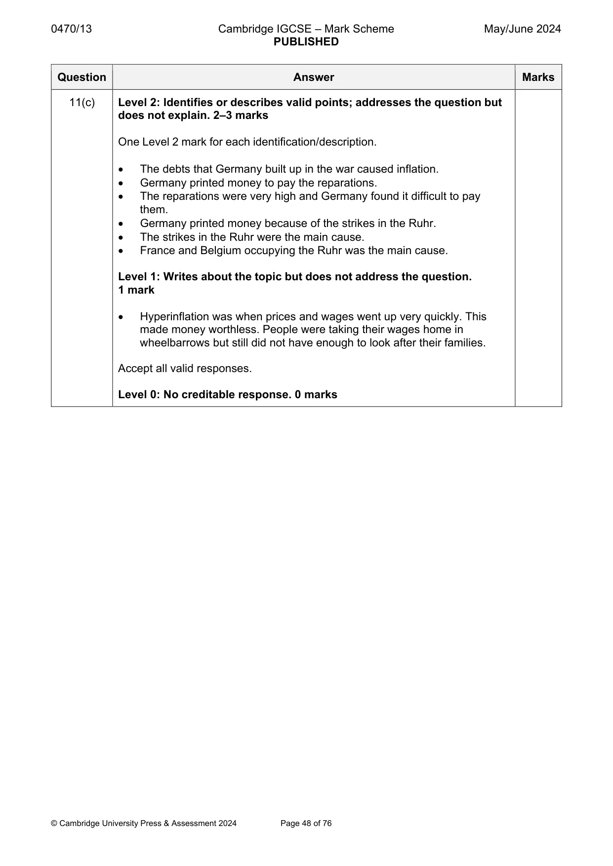 Mark scheme, page 48 of 76
