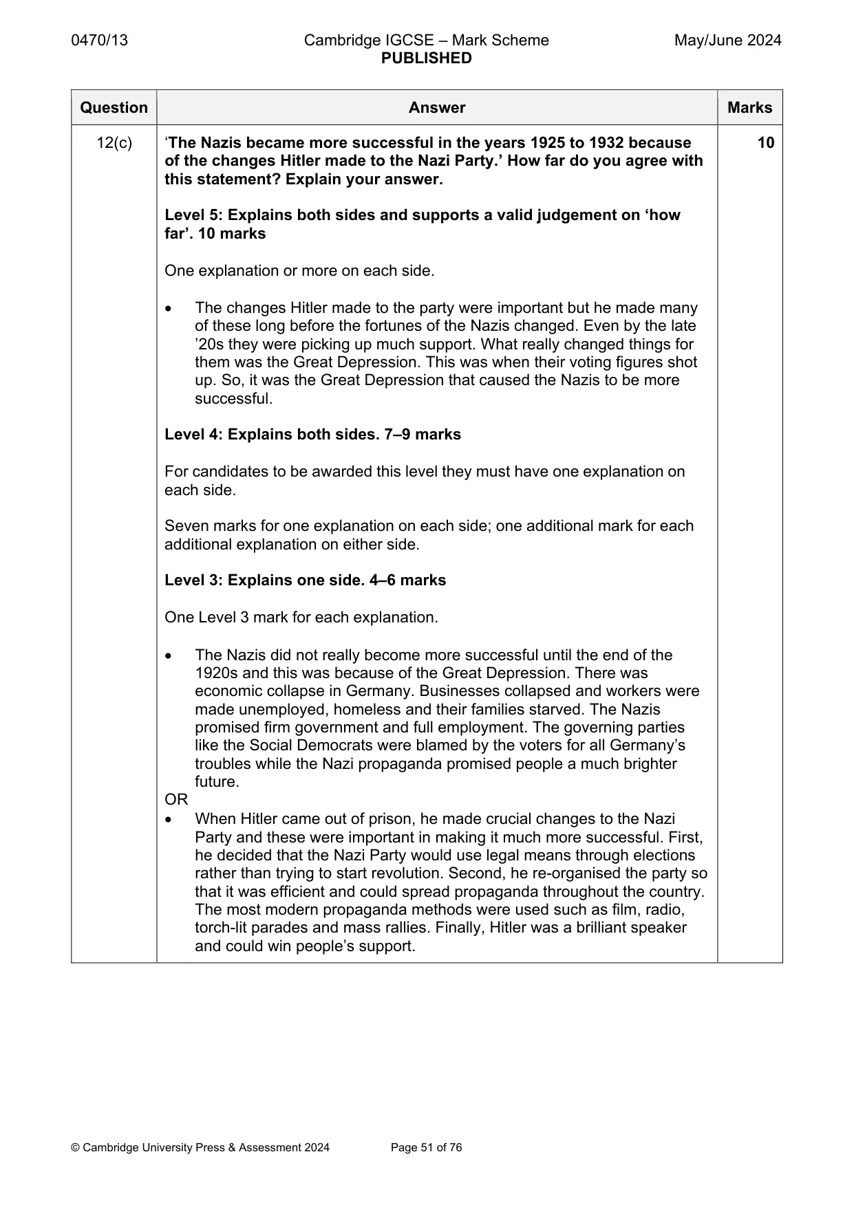 Mark scheme, page 51 of 76