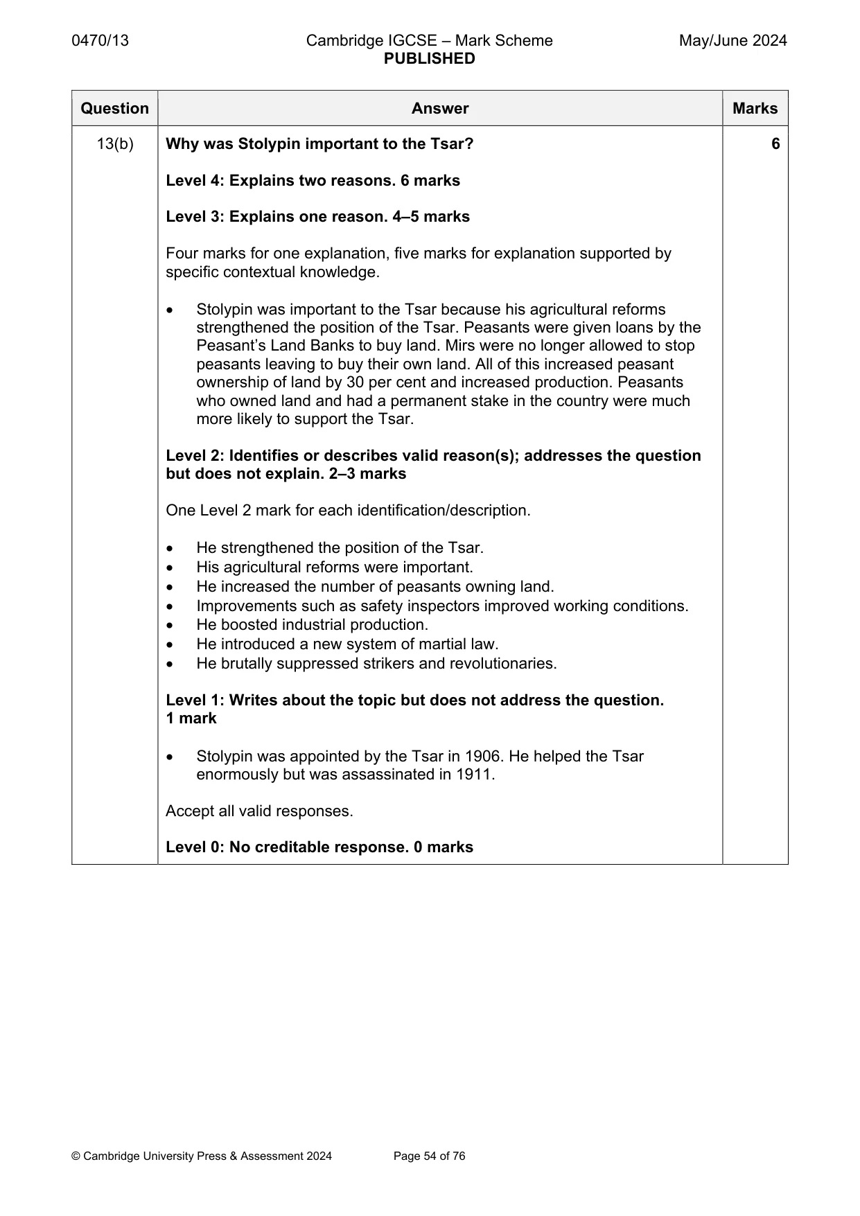 Mark scheme, page 54 of 76