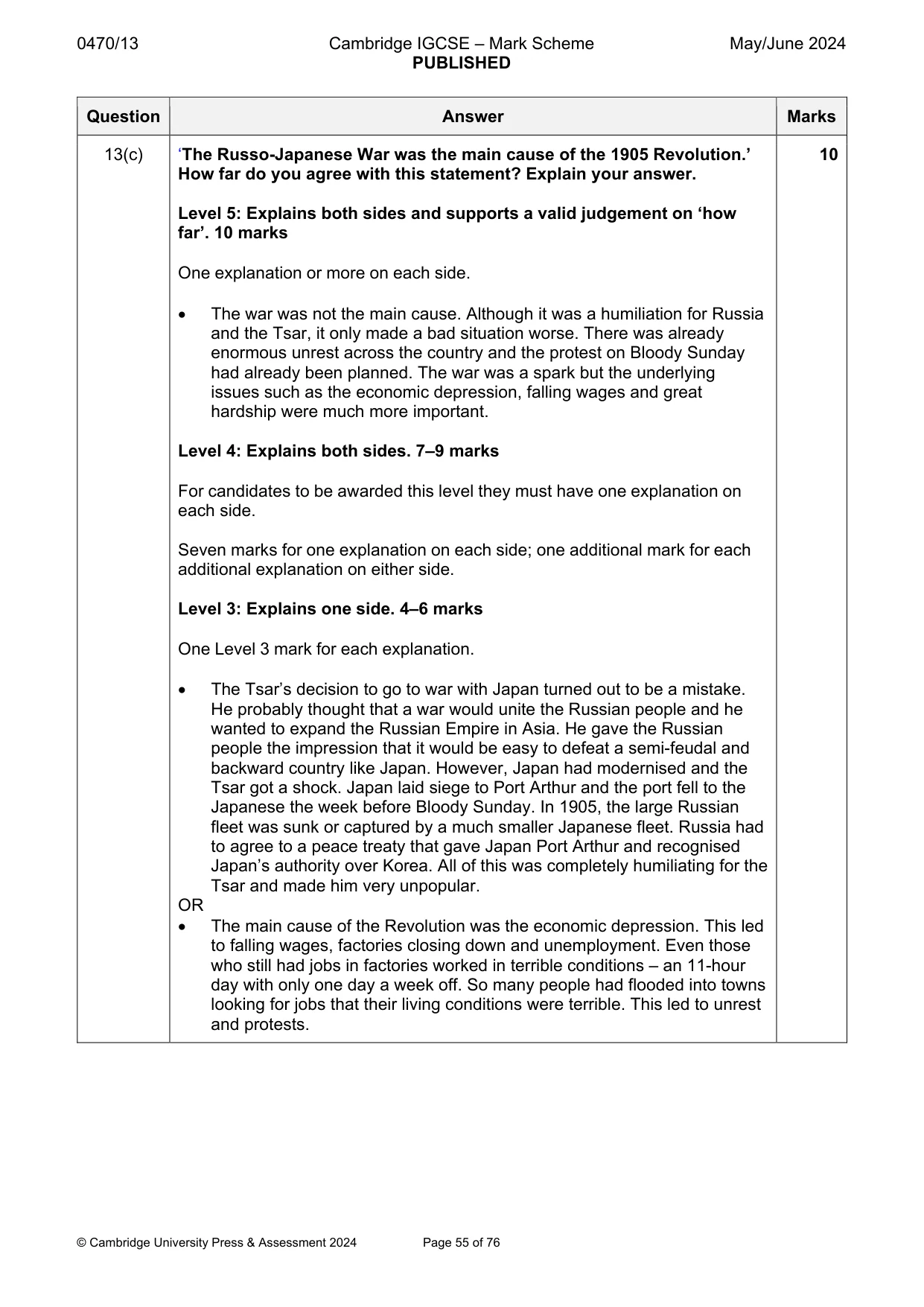 Mark scheme, page 55 of 76
