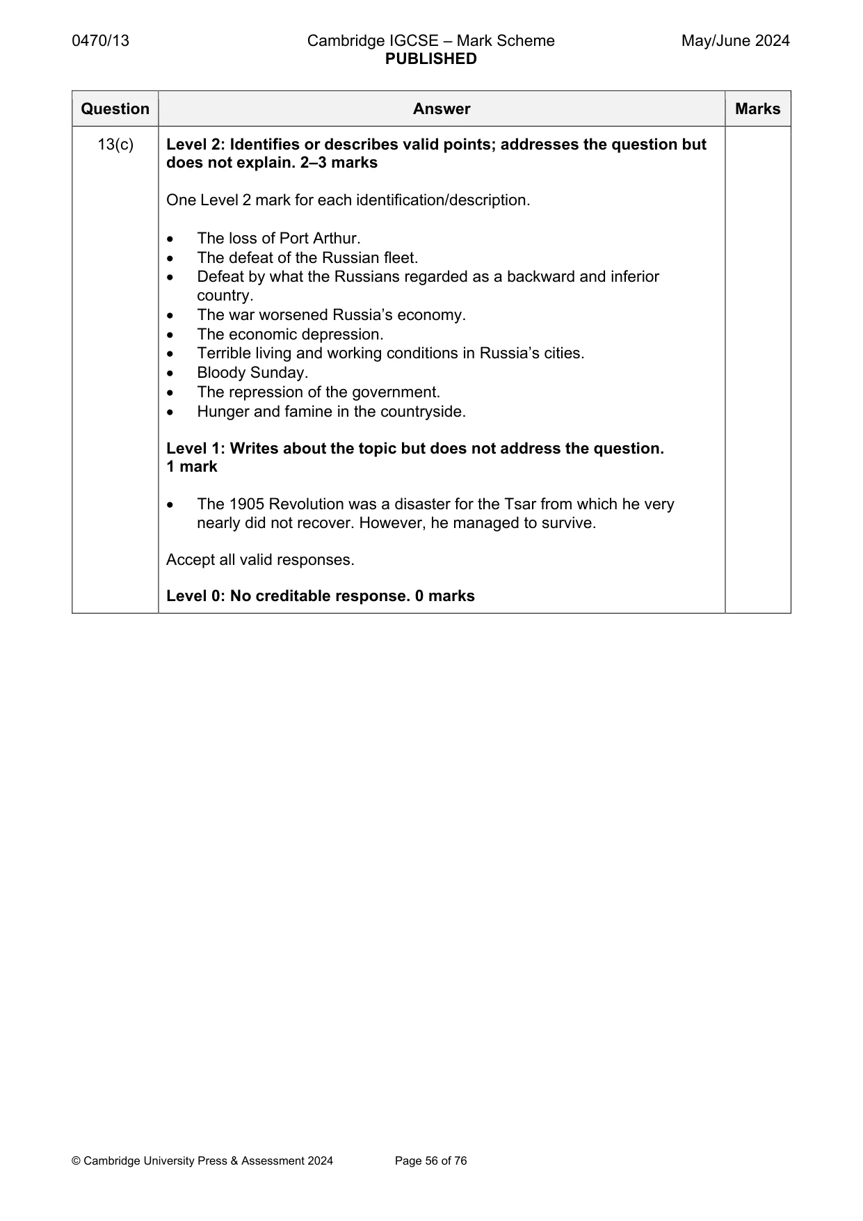 Mark scheme, page 56 of 76