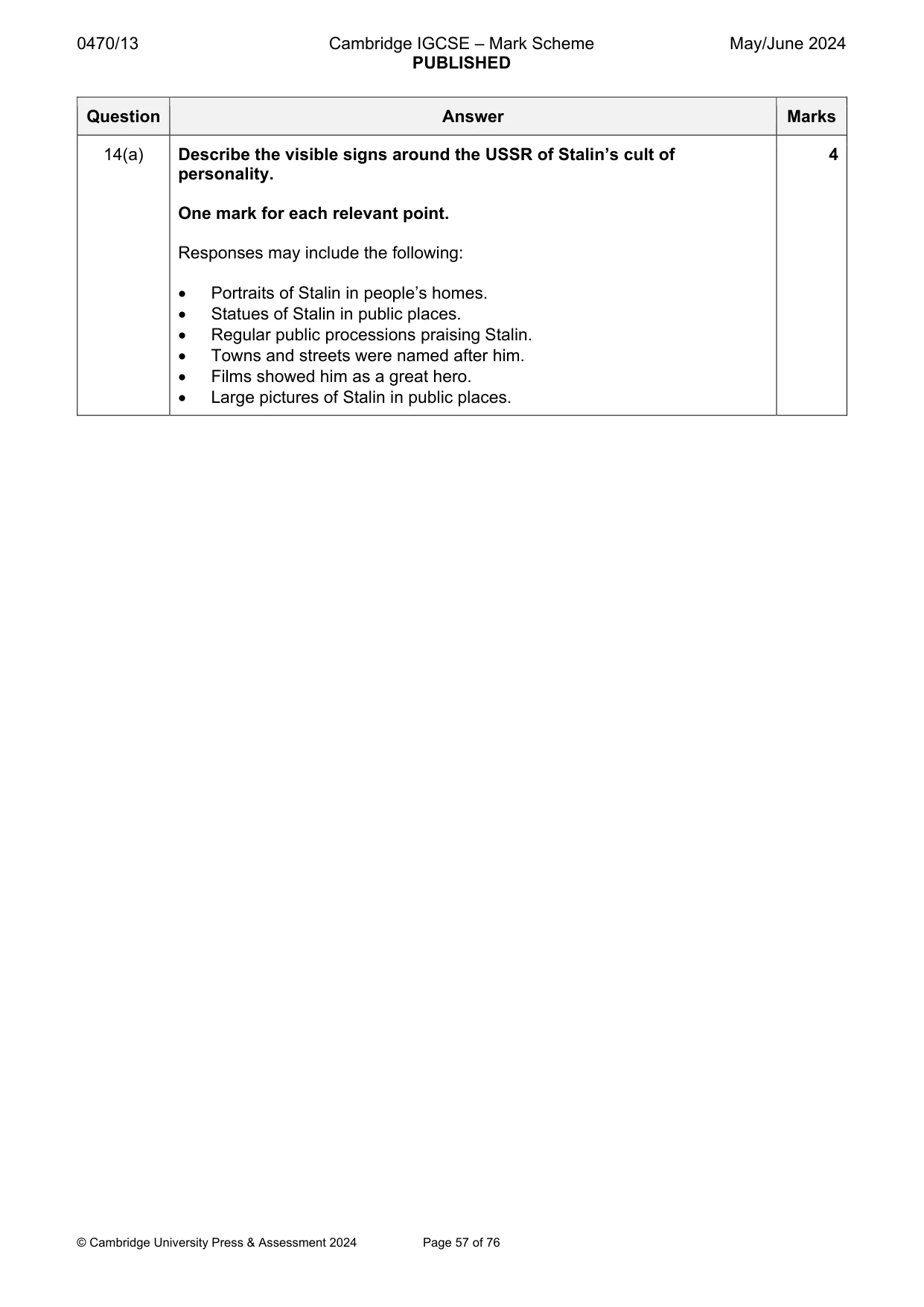 Mark scheme, page 57 of 76