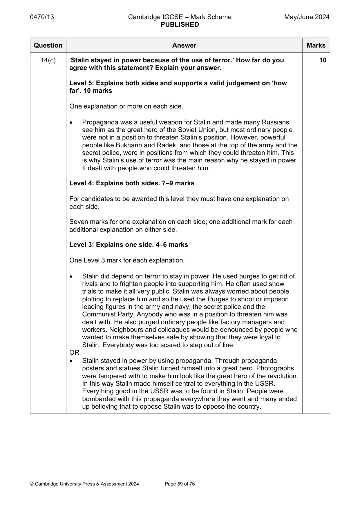 Mark scheme, page 59 of 76