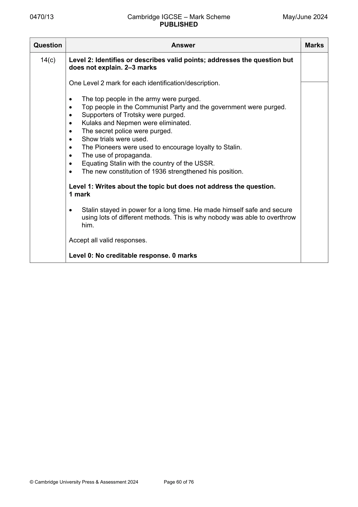 Mark scheme, page 60 of 76