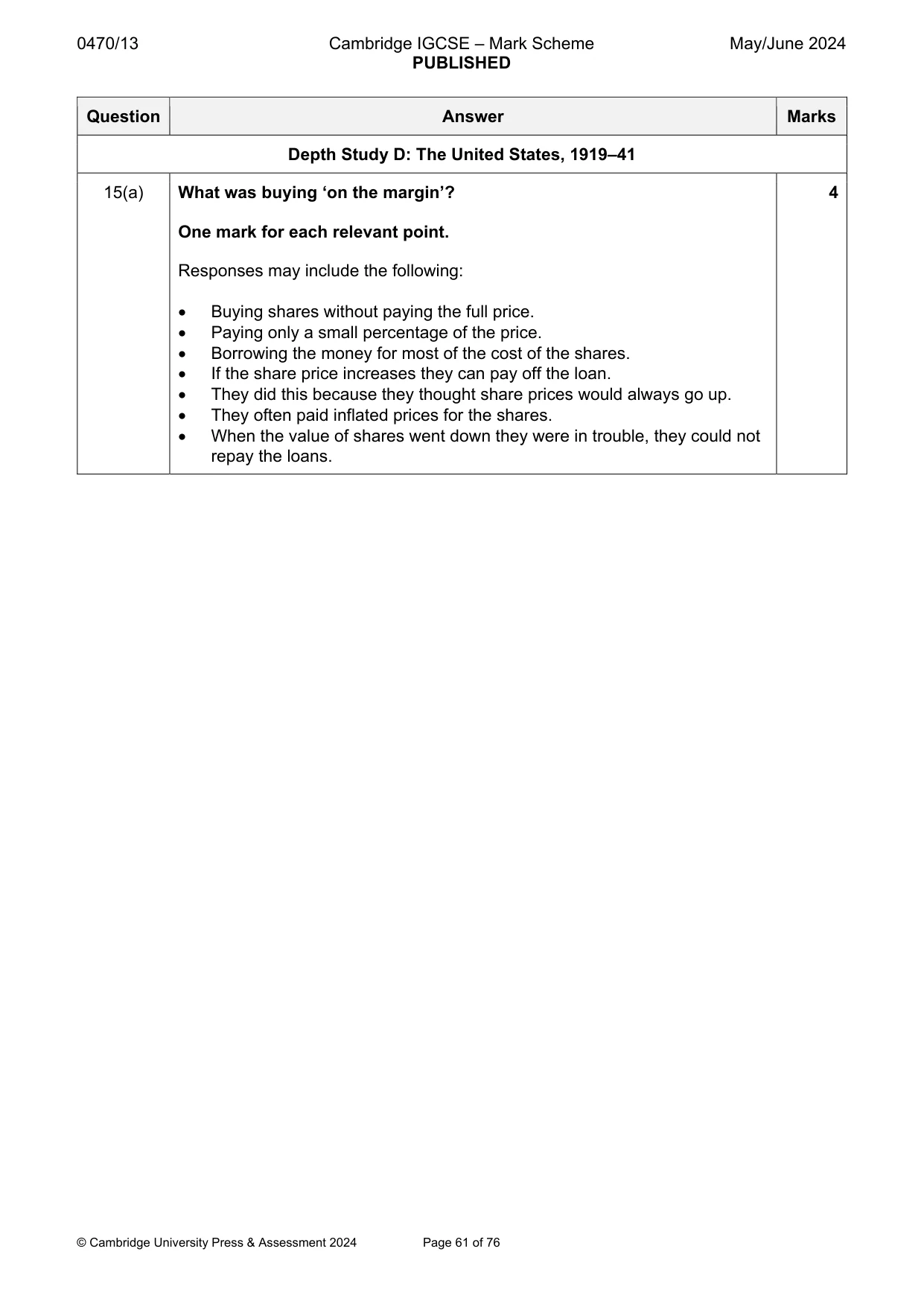 Mark scheme, page 61 of 76