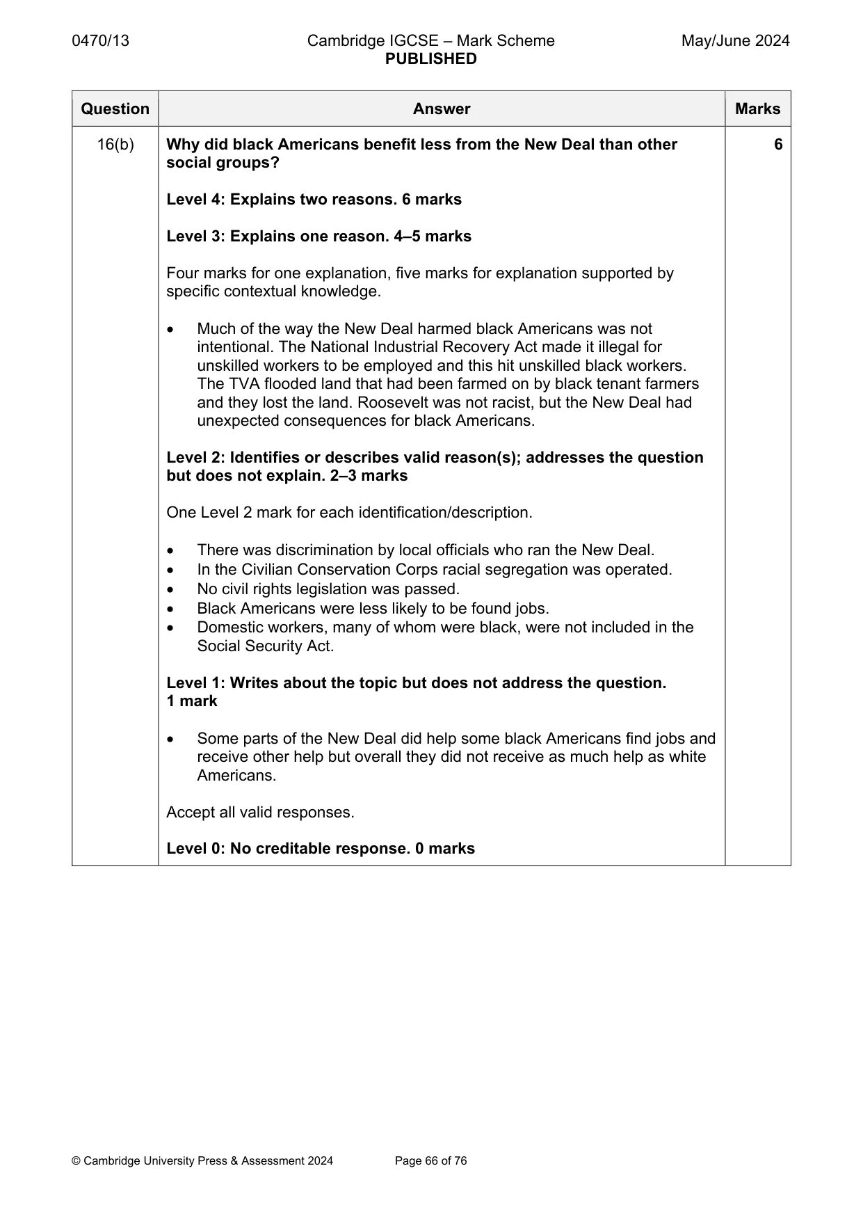 Mark scheme, page 66 of 76