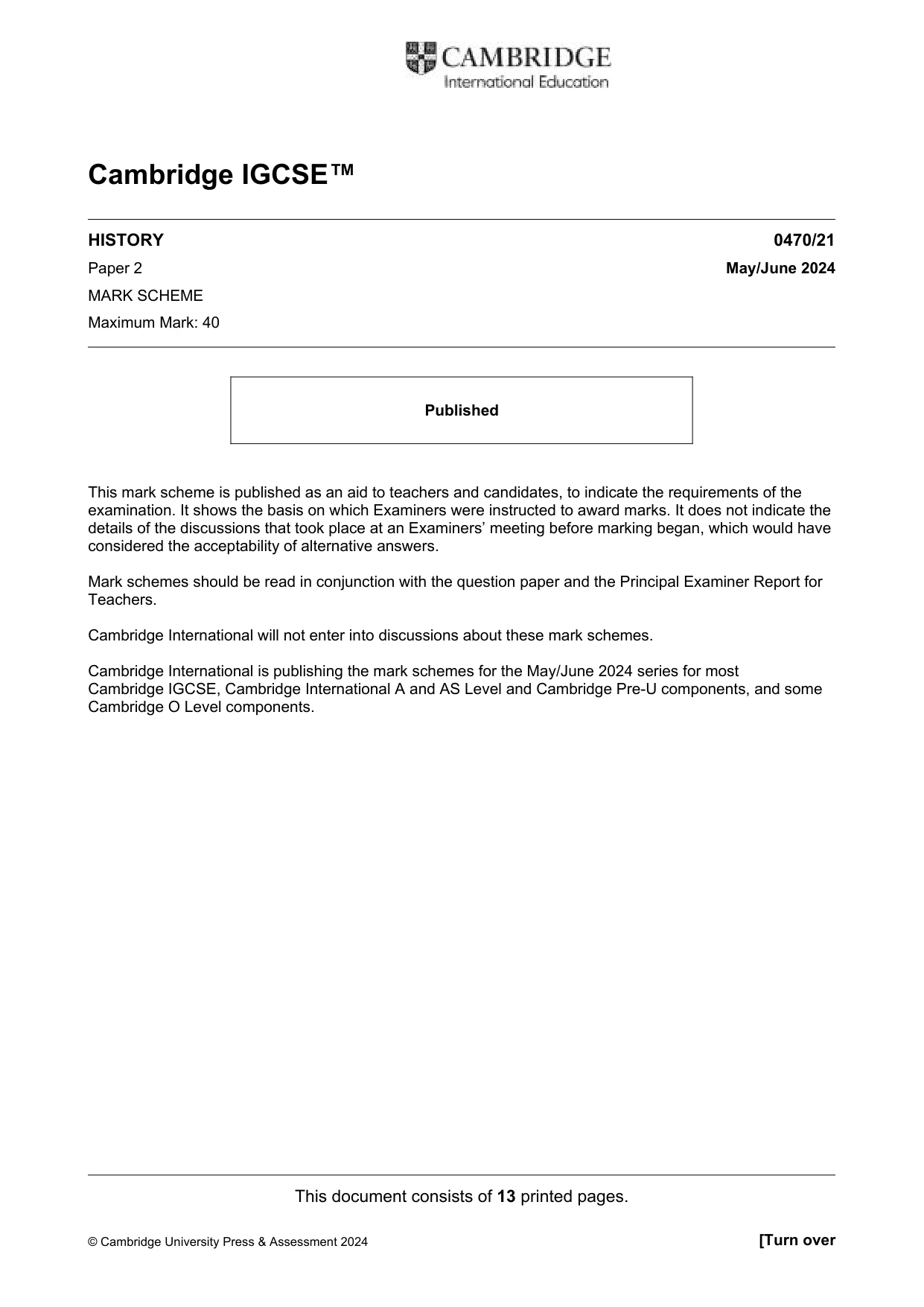 Mark scheme, page 1 of 13