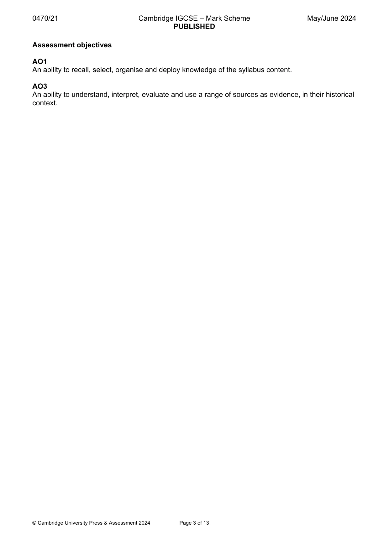 Mark scheme, page 3 of 13