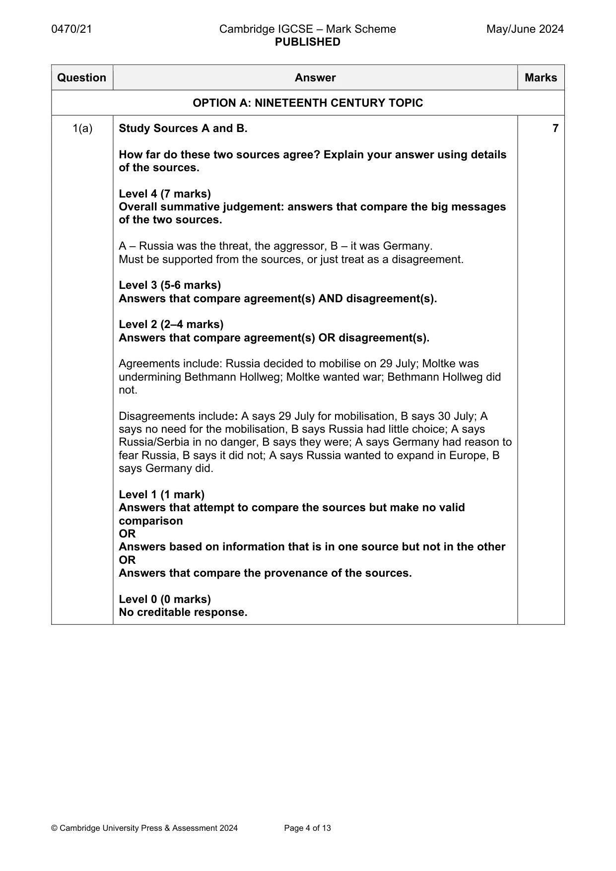 Mark scheme, page 4 of 13