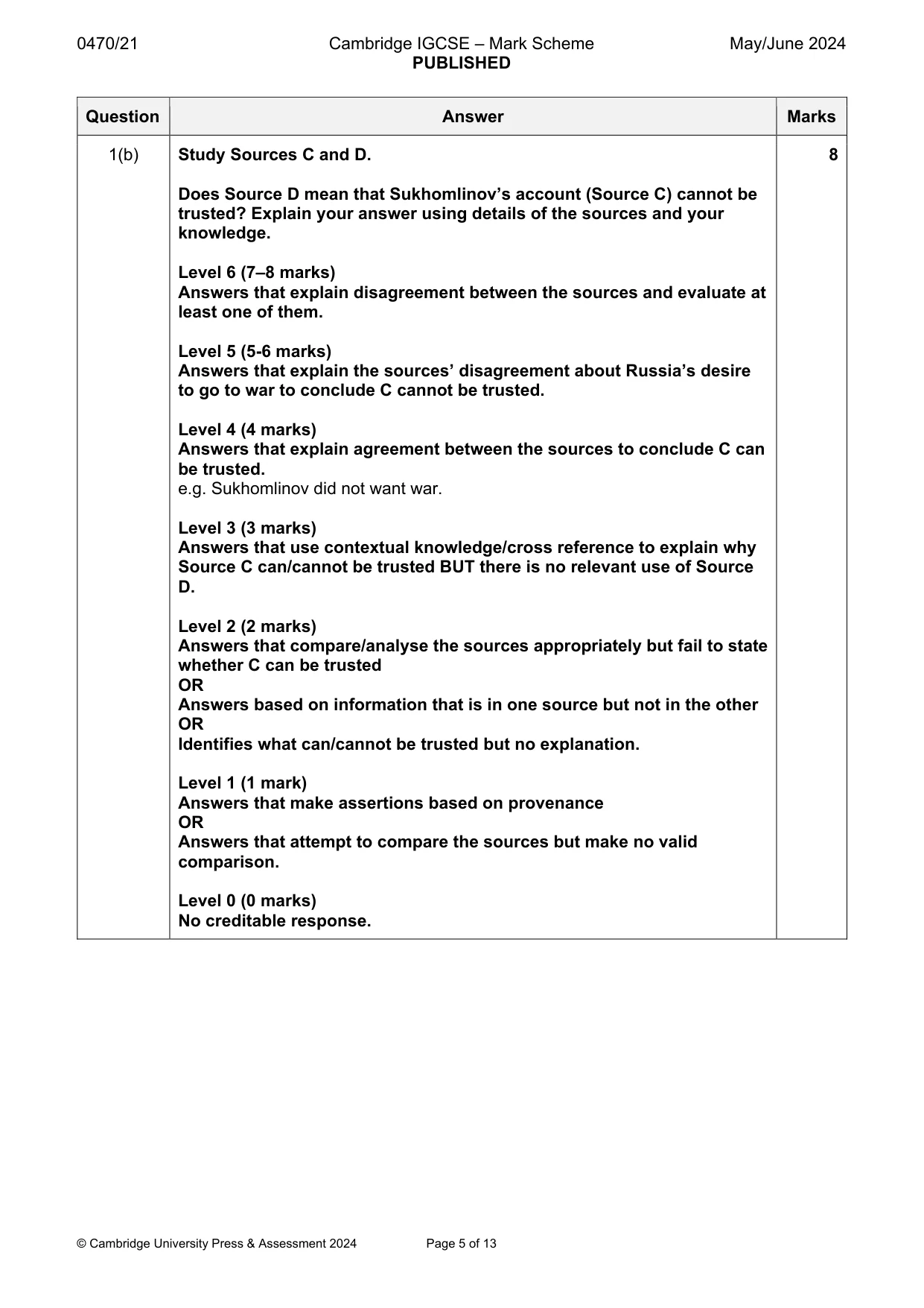 Mark scheme, page 5 of 13