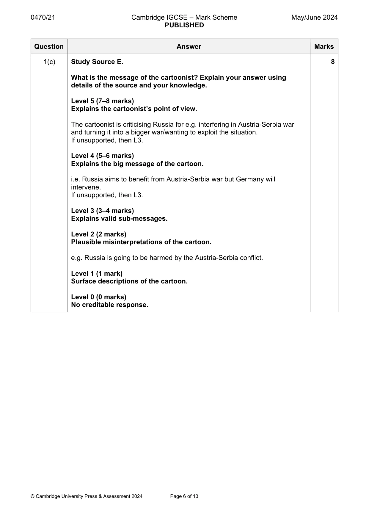 Mark scheme, page 6 of 13