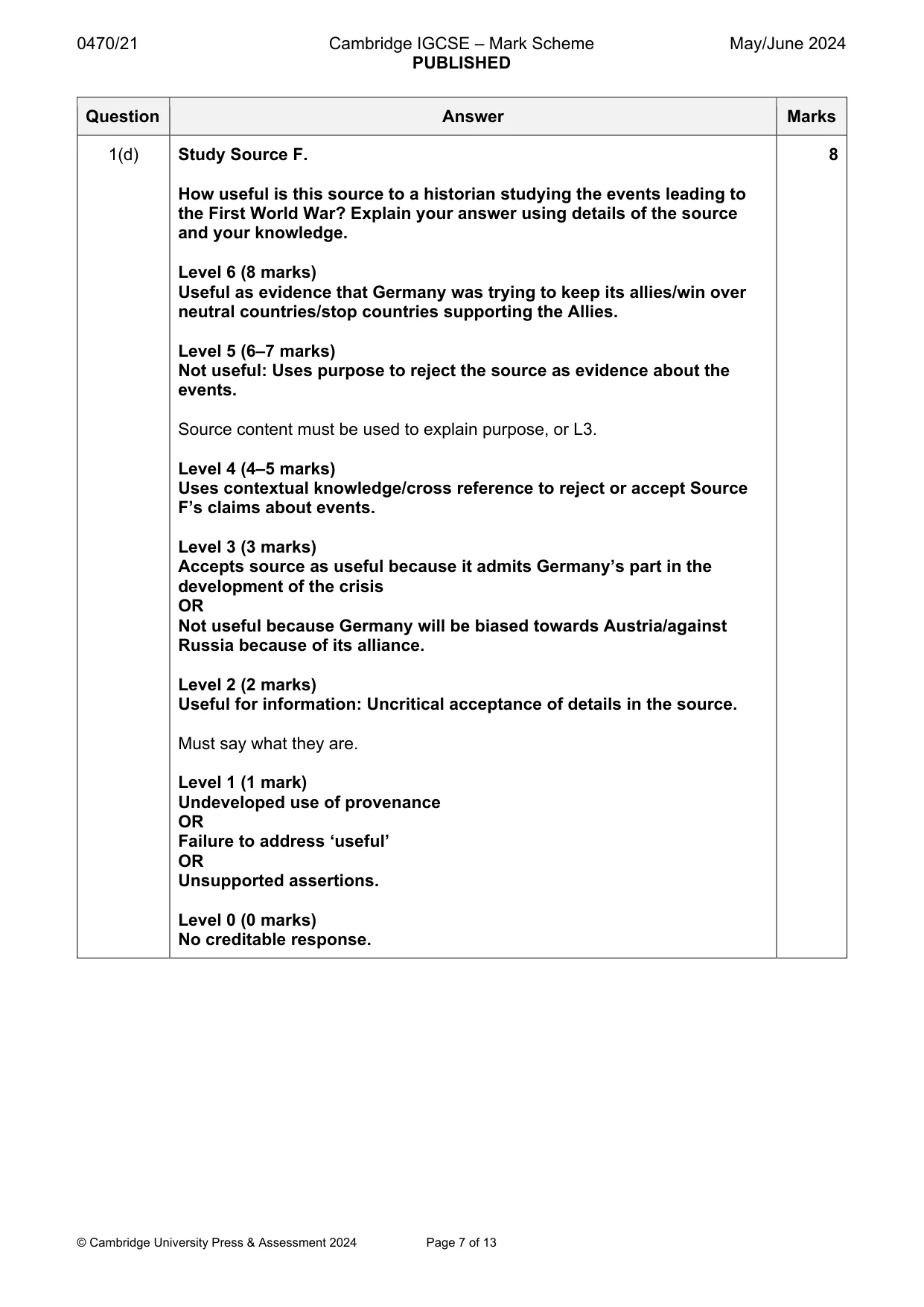Mark scheme, page 7 of 13