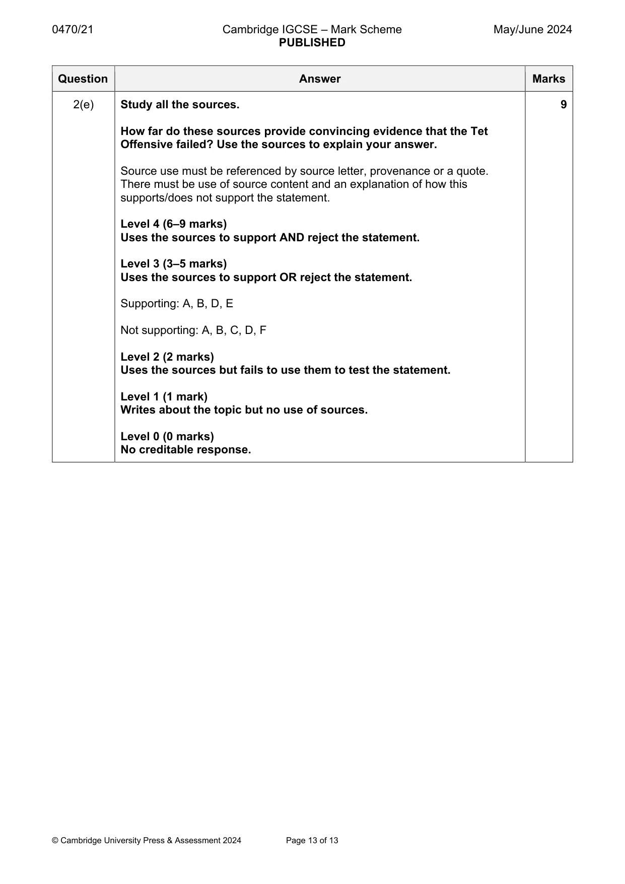 Mark scheme, page 13 of 13