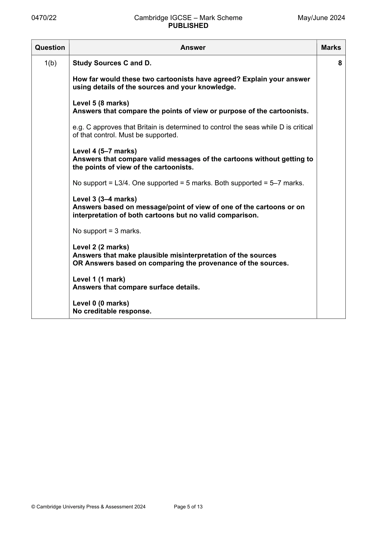 Mark scheme, page 5 of 13