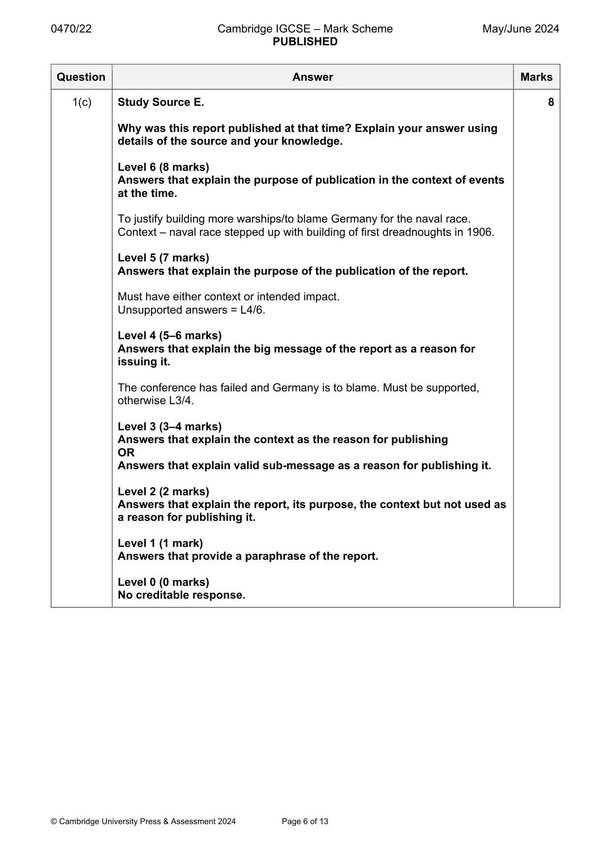 Mark scheme, page 6 of 13