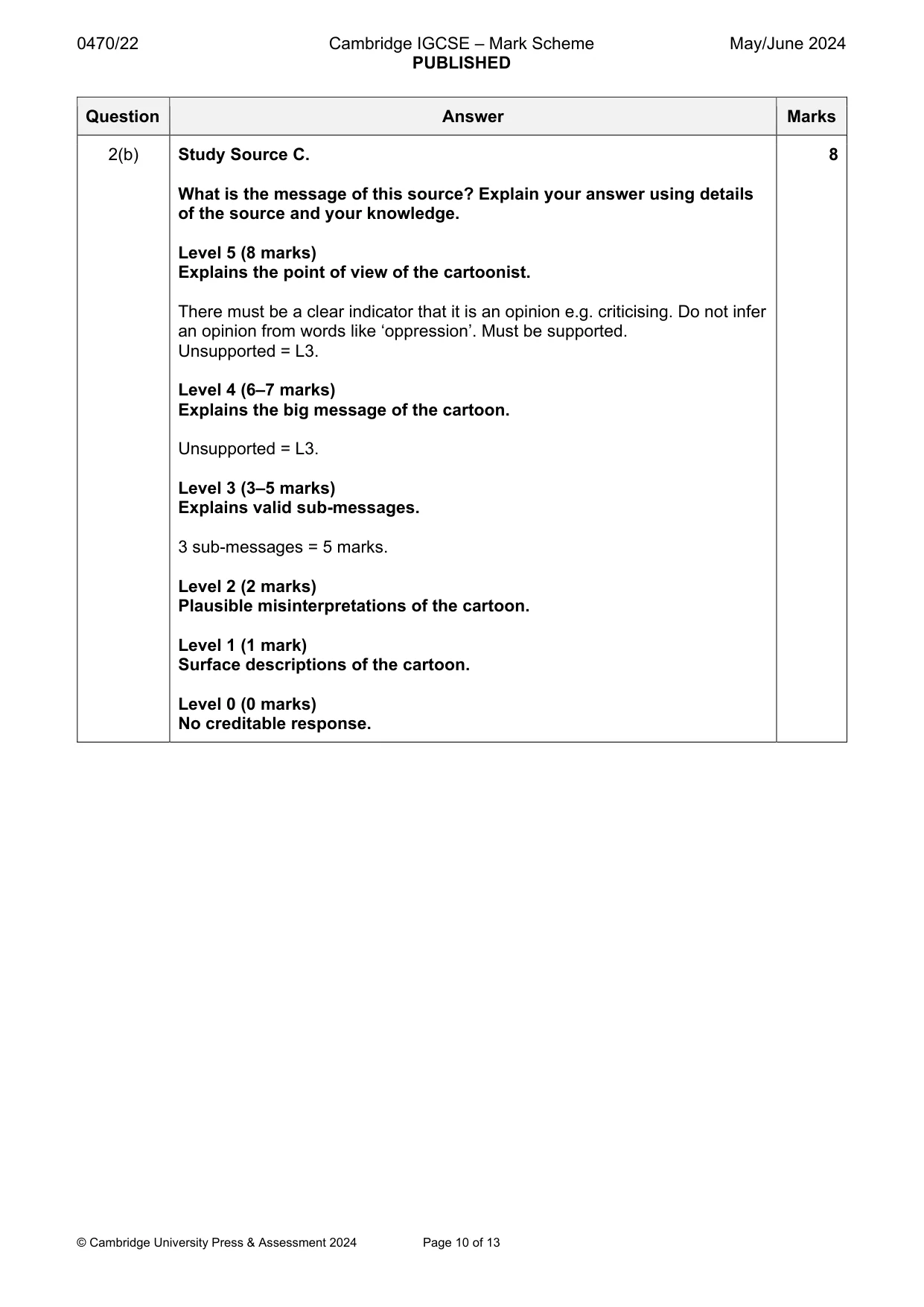 Mark scheme, page 10 of 13