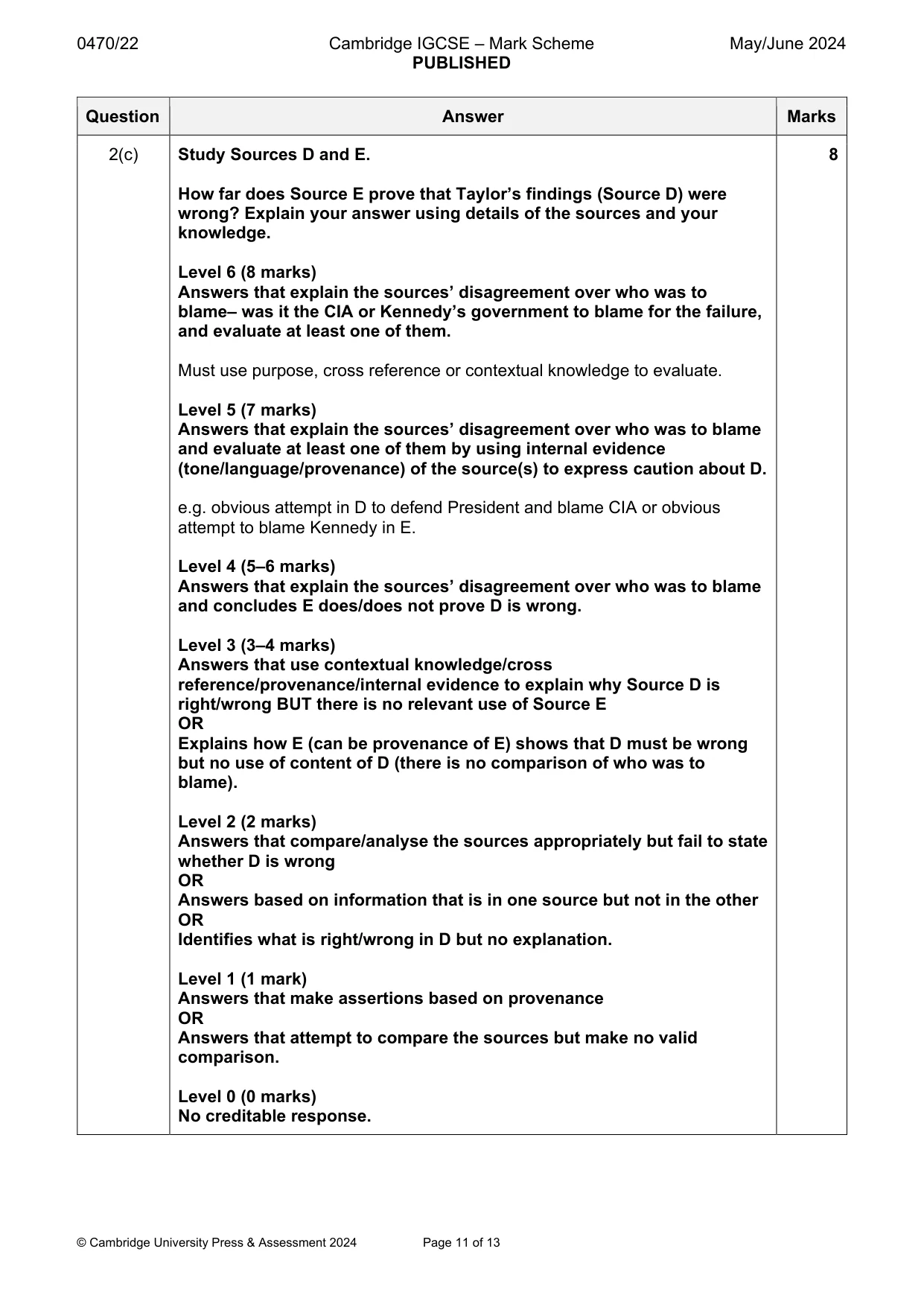 Mark scheme, page 11 of 13