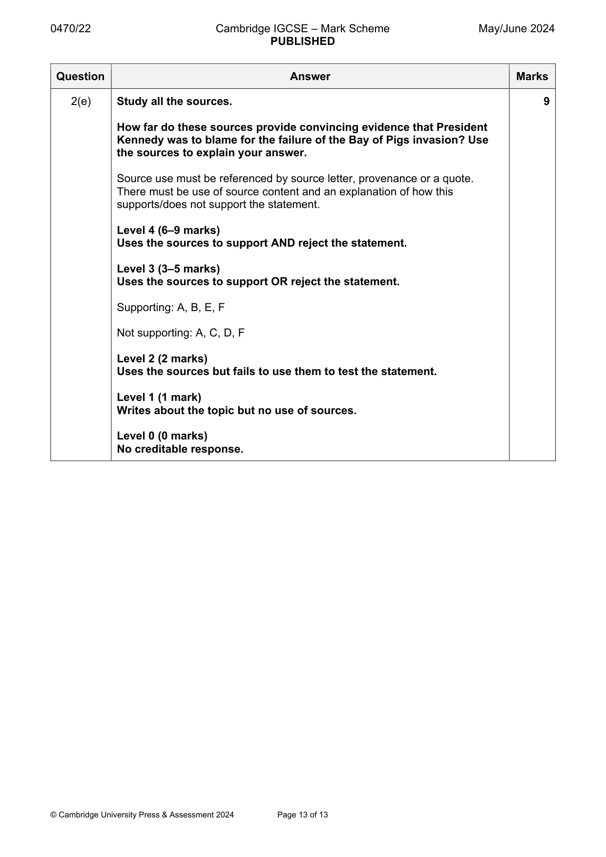 Mark scheme, page 13 of 13
