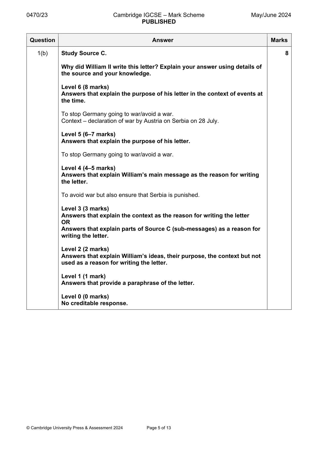 Mark scheme, page 5 of 13