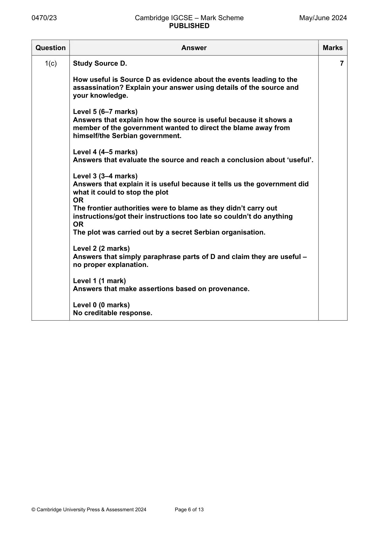 Mark scheme, page 6 of 13