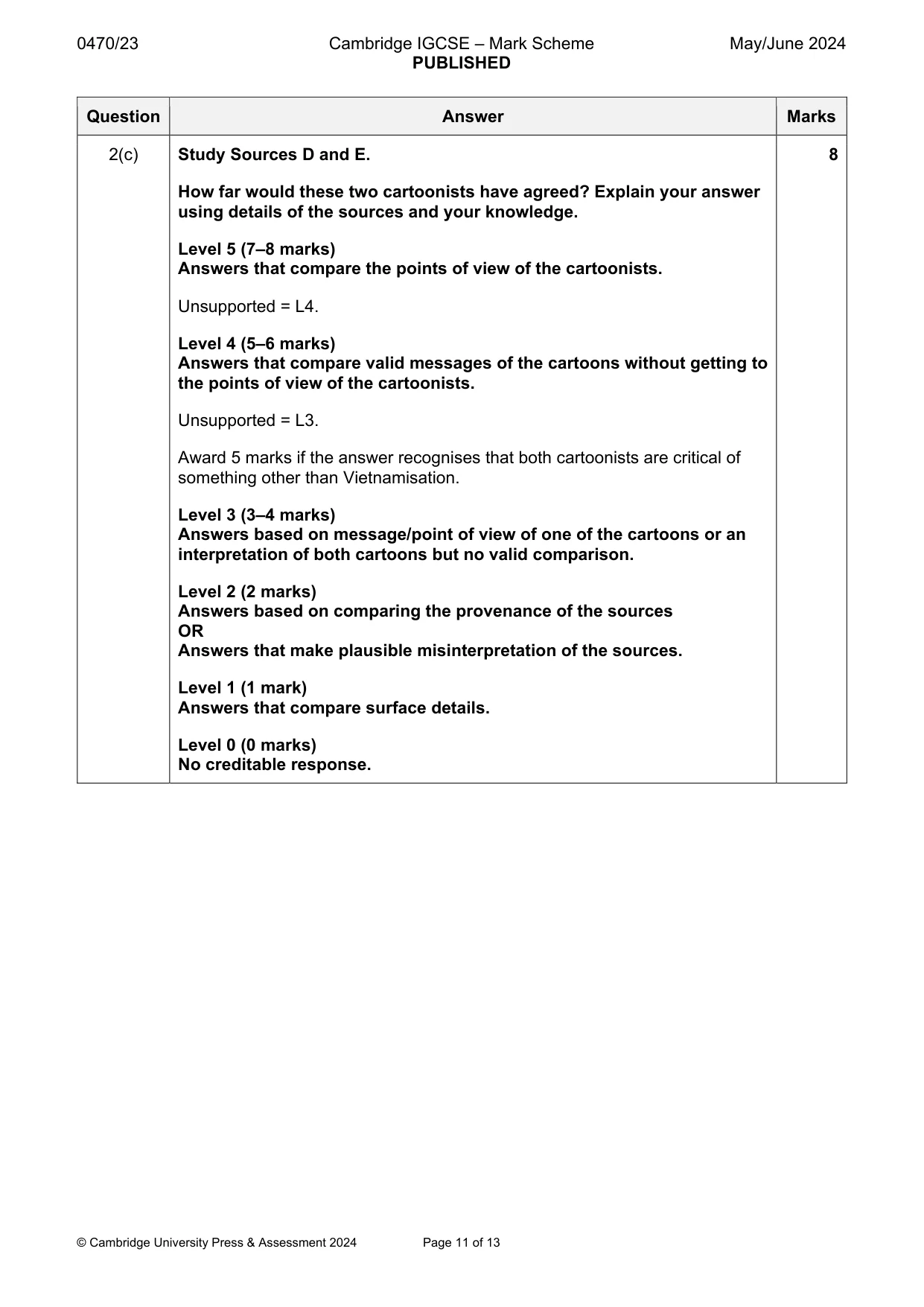 Mark scheme, page 11 of 13