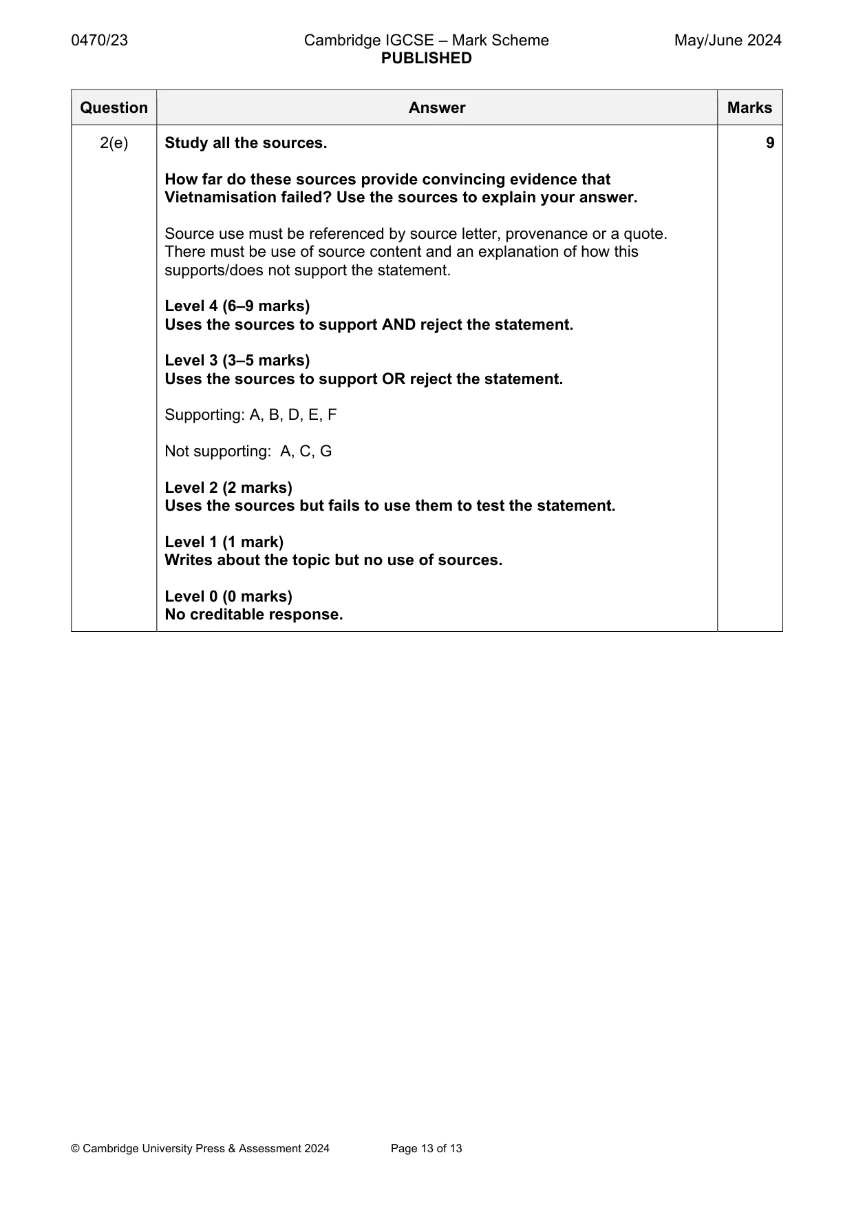 Mark scheme, page 13 of 13
