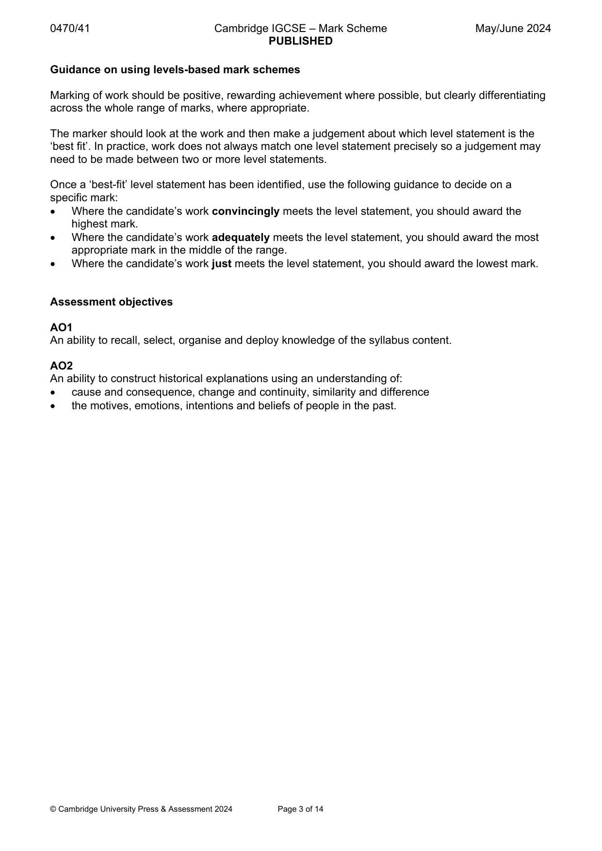 Mark scheme, page 3 of 14
