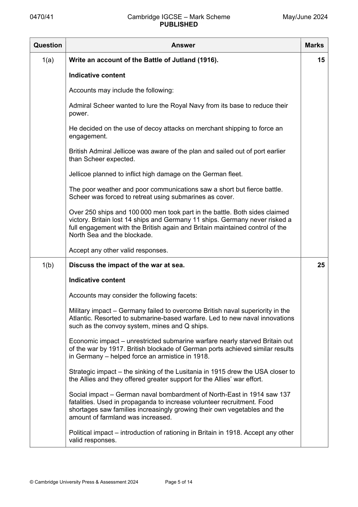 Mark scheme, page 5 of 14