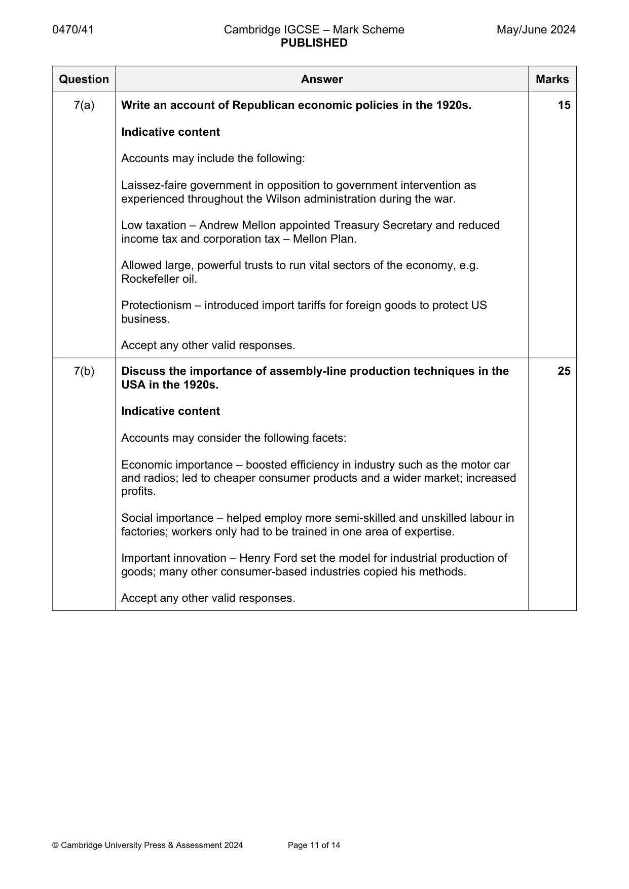 Mark scheme, page 11 of 14