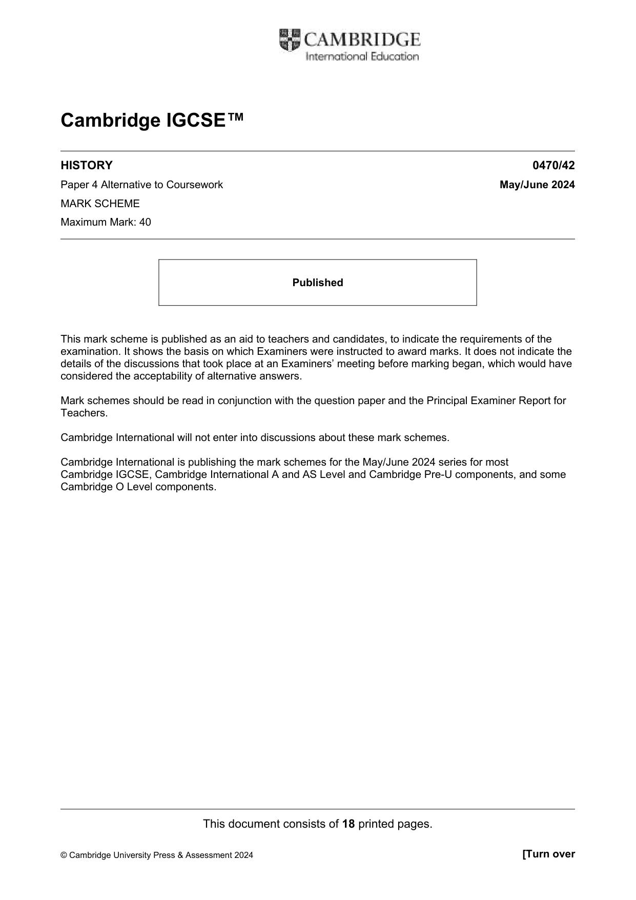 Mark scheme, page 1 of 18