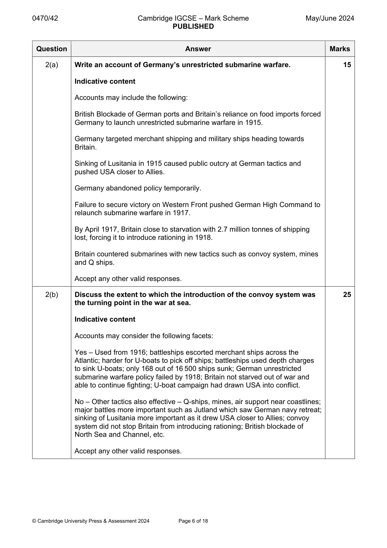 Mark scheme, page 6 of 18