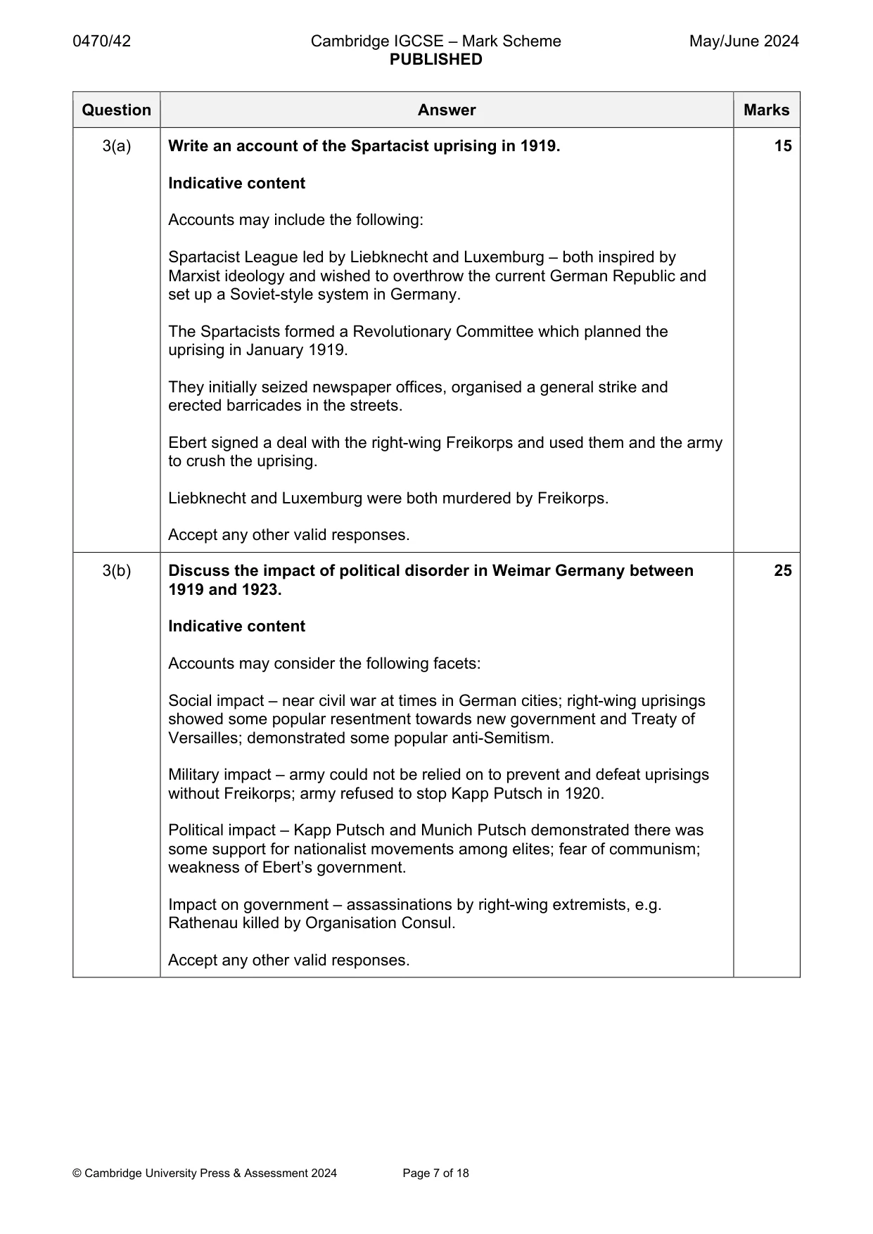 Mark scheme, page 7 of 18