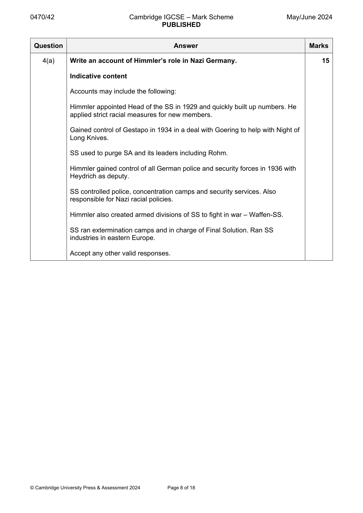 Mark scheme, page 8 of 18