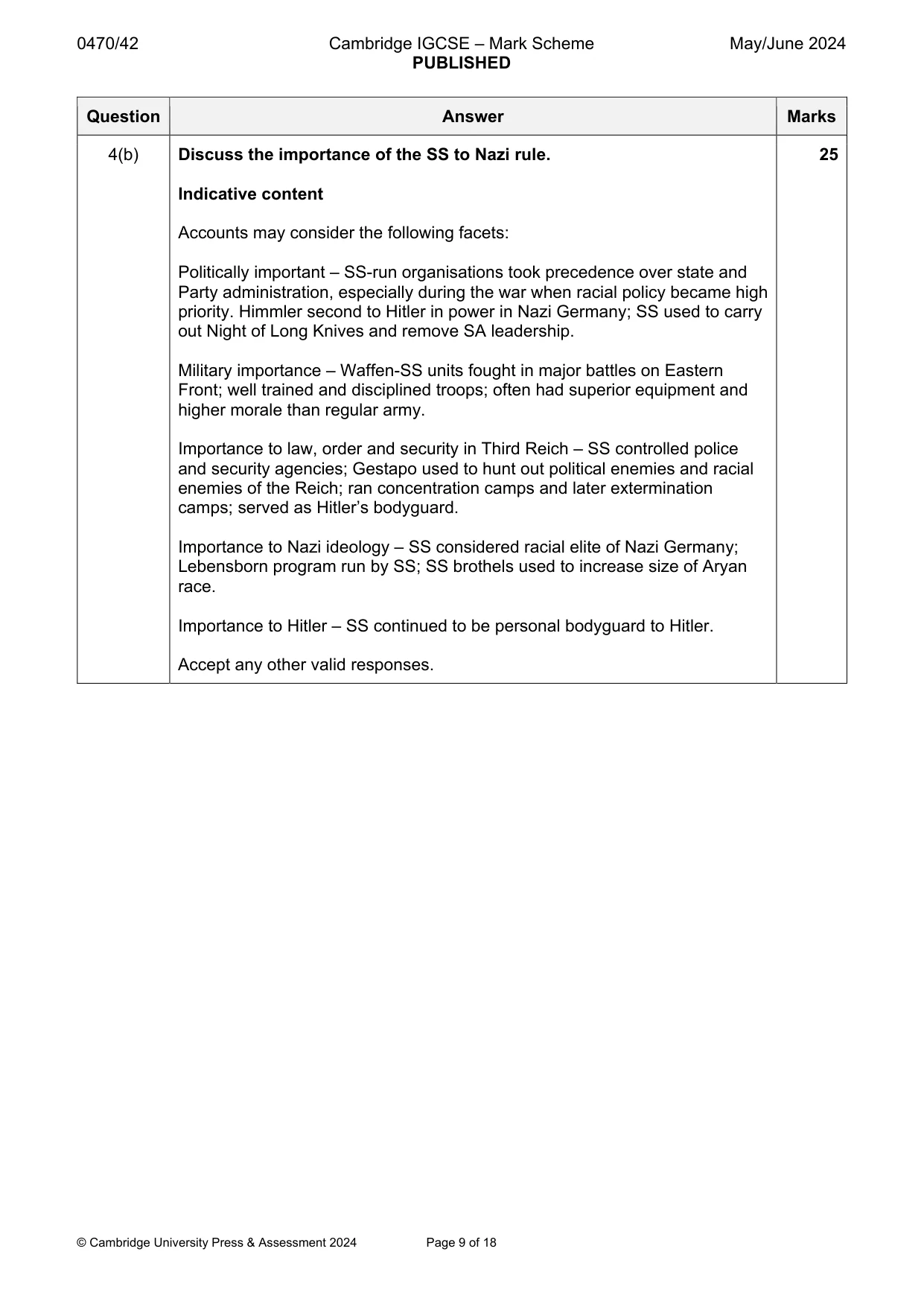 Mark scheme, page 9 of 18