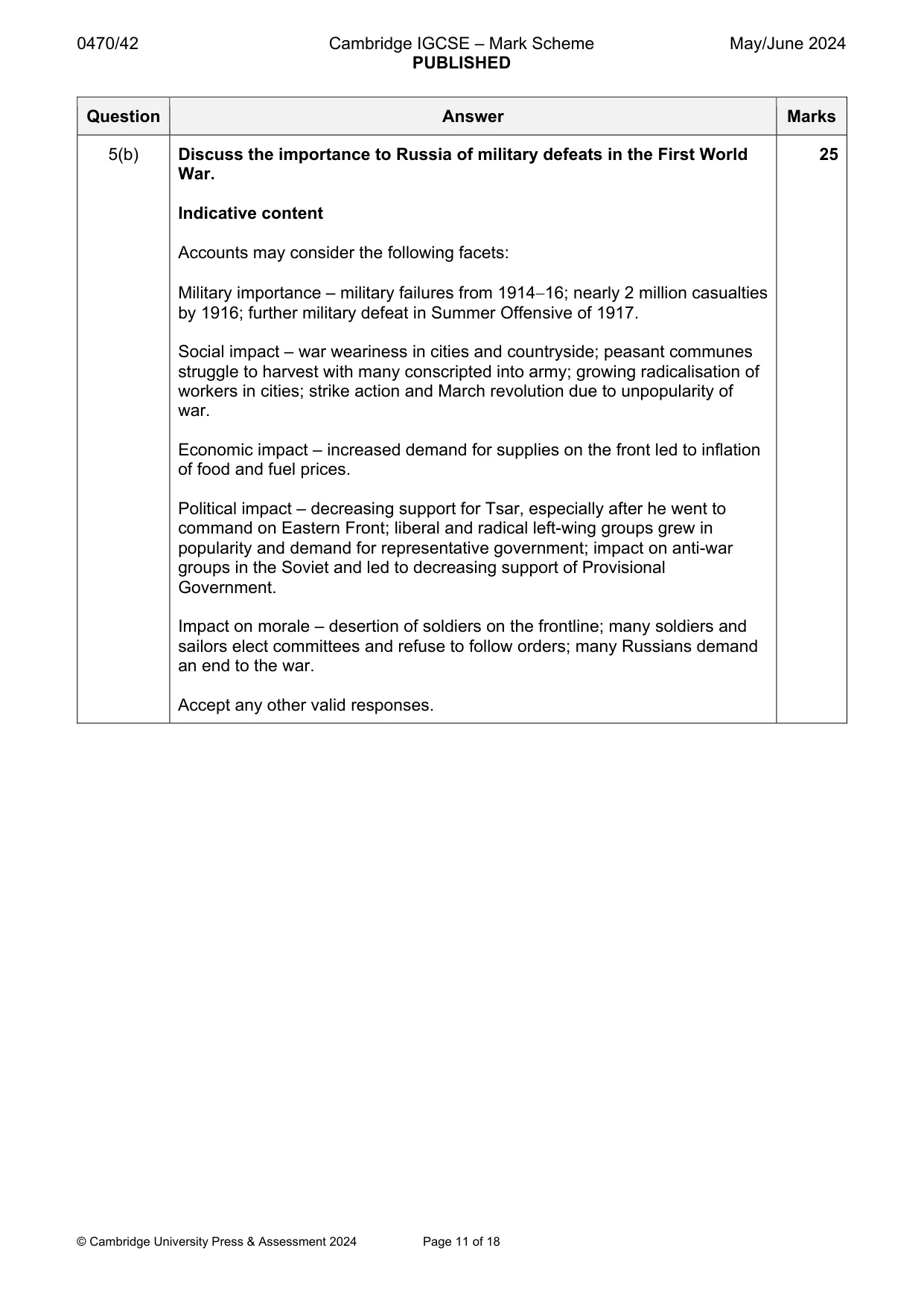 Mark scheme, page 11 of 18