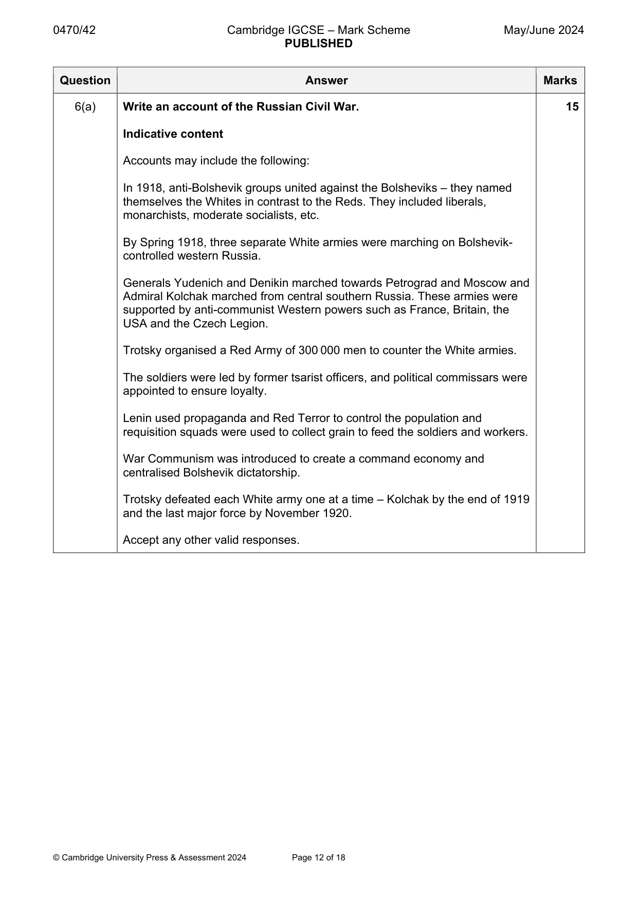 Mark scheme, page 12 of 18