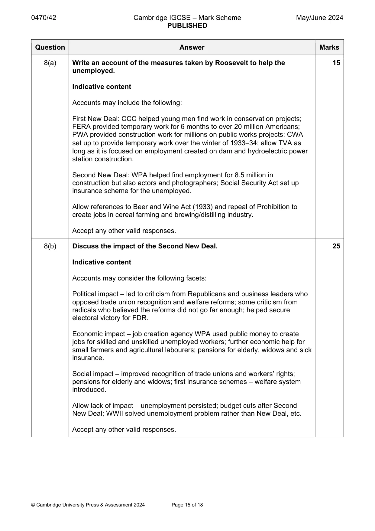 Mark scheme, page 15 of 18