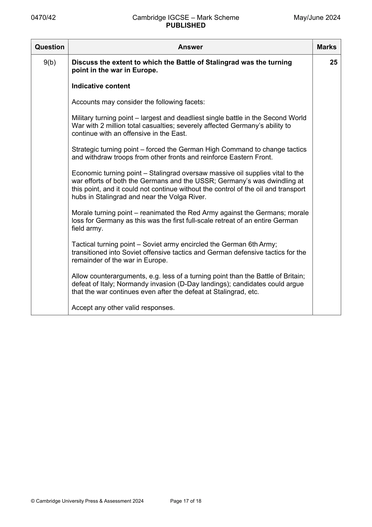 Mark scheme, page 17 of 18