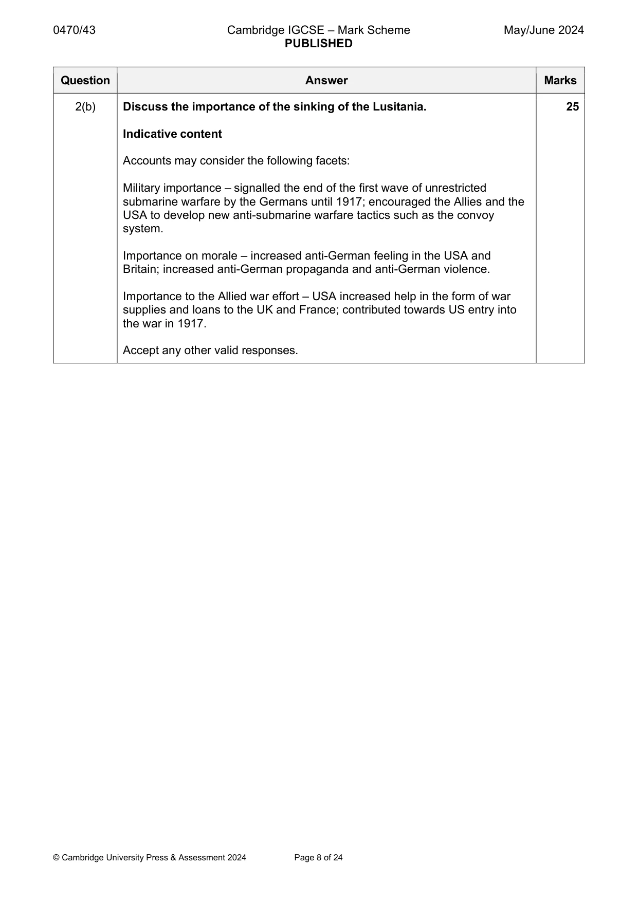 Mark scheme, page 8 of 24