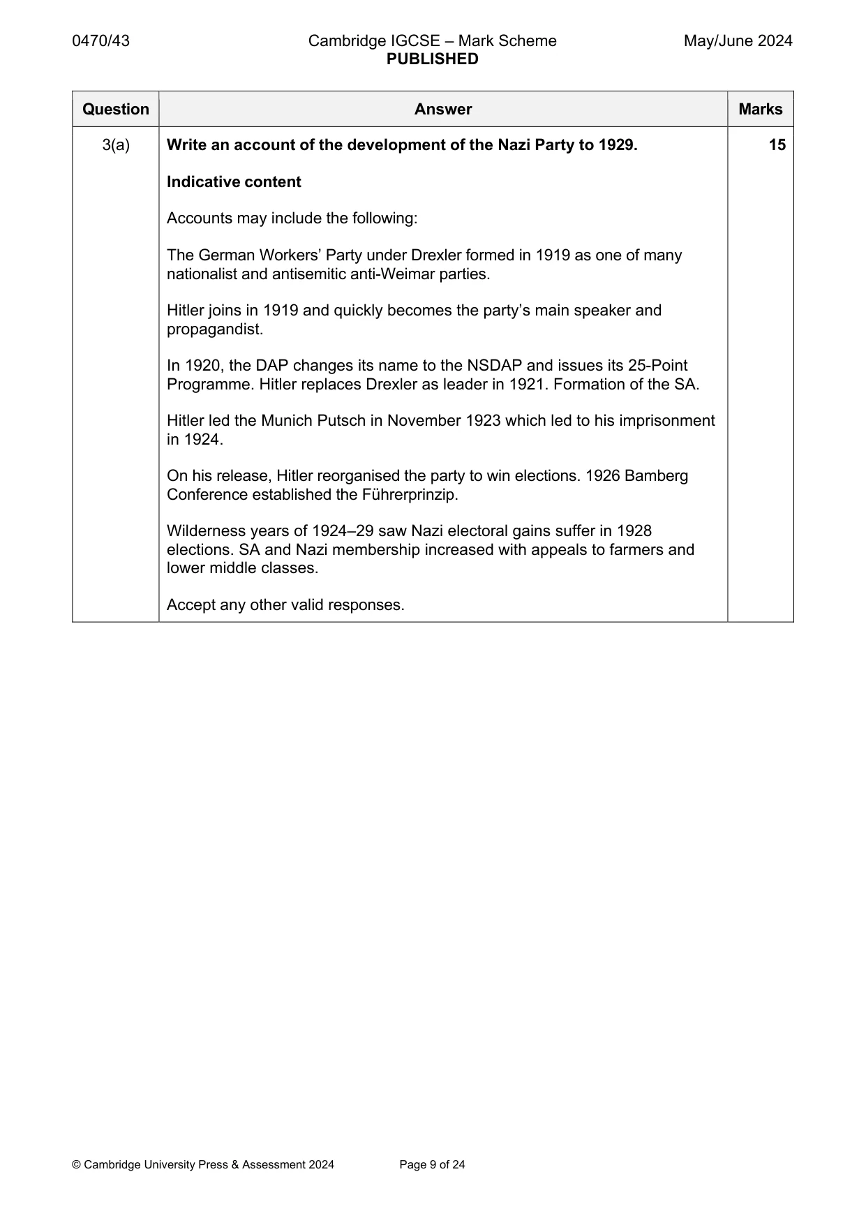 Mark scheme, page 9 of 24