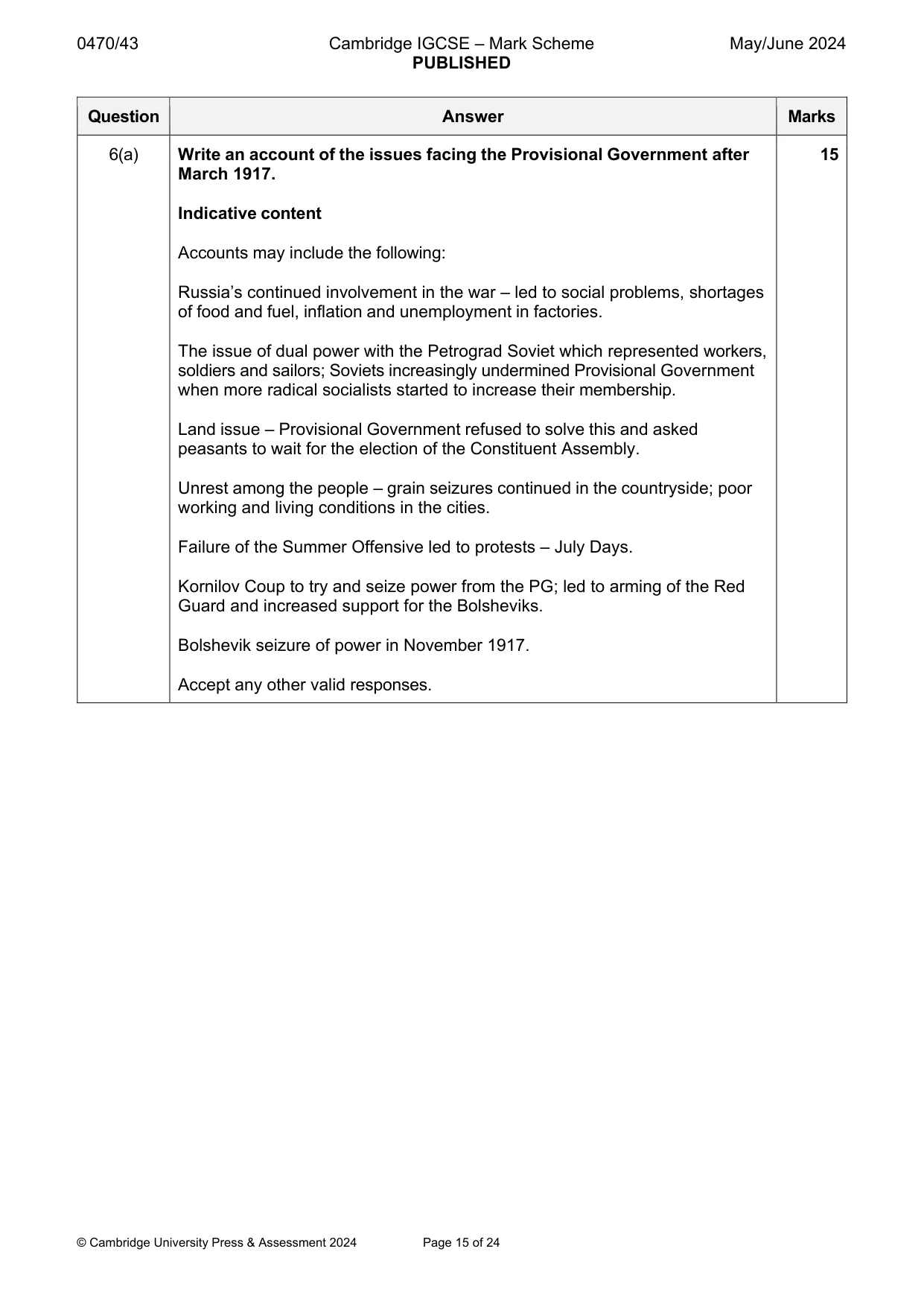Mark scheme, page 15 of 24