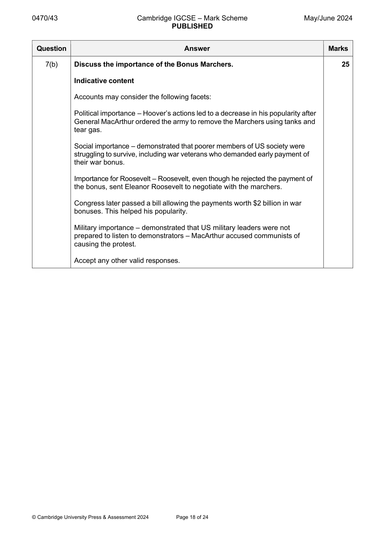 Mark scheme, page 18 of 24