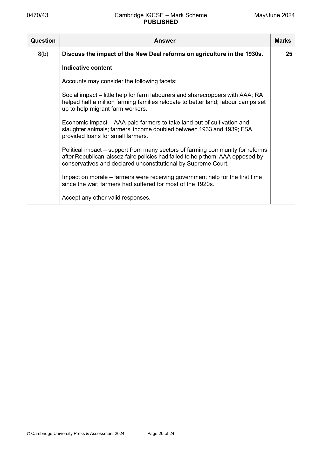 Mark scheme, page 20 of 24