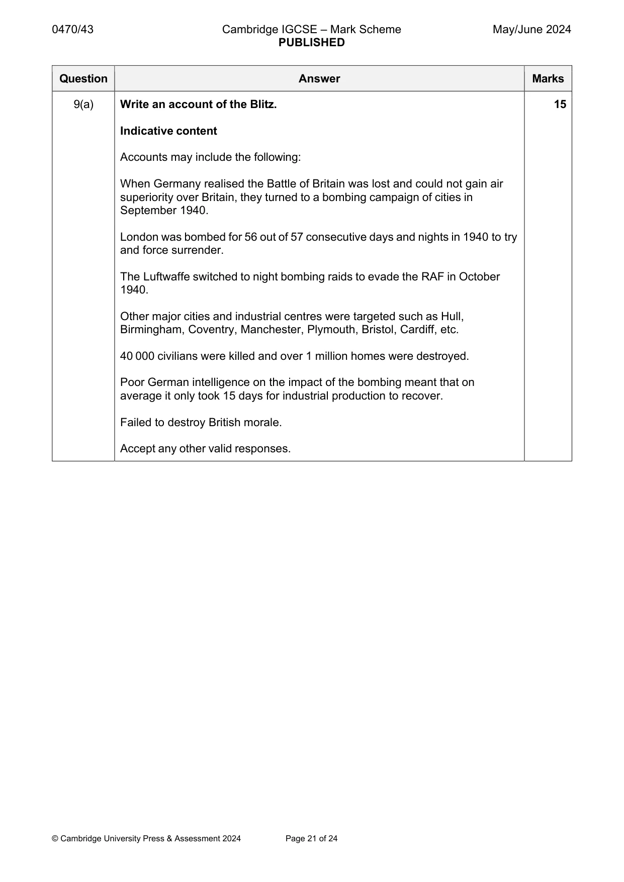 Mark scheme, page 21 of 24