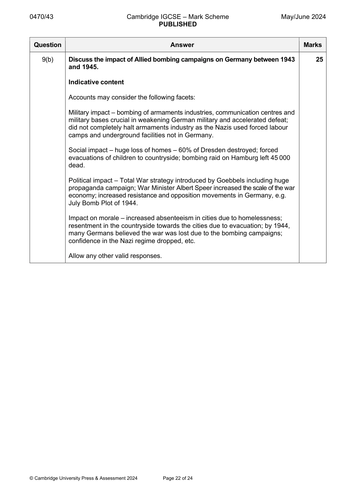 Mark scheme, page 22 of 24