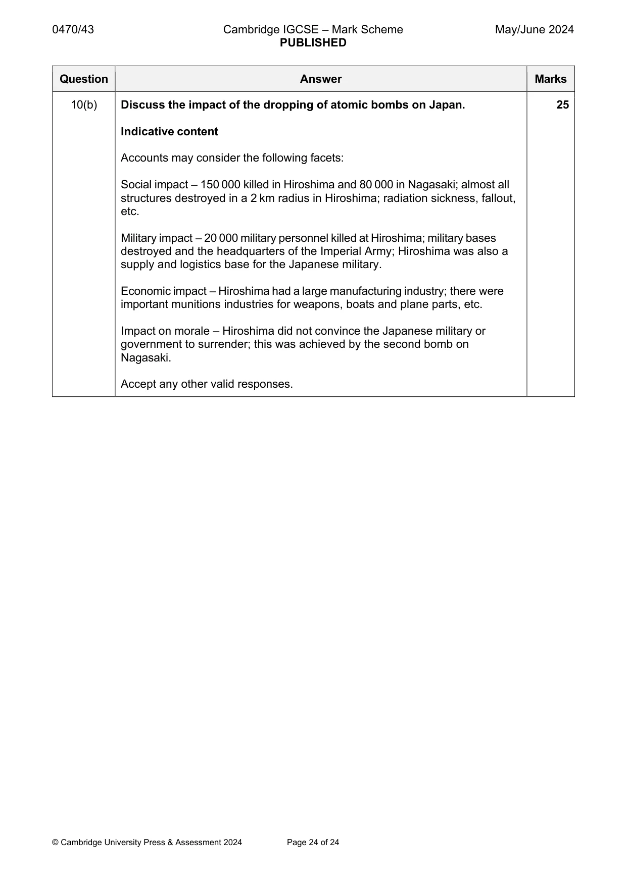 Mark scheme, page 24 of 24